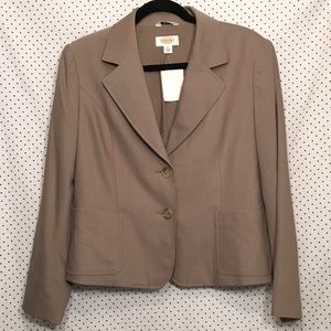Talbots 12 Petite Blazer Brown Wool Button Front